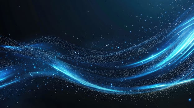 Elegant Blue Wave Particles Background with Shining Light and Glittering Star Dust for Modern Designs photo