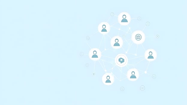 Minimalist Social Network Connection Connecting People with Icons, Communication, and Technology. photo