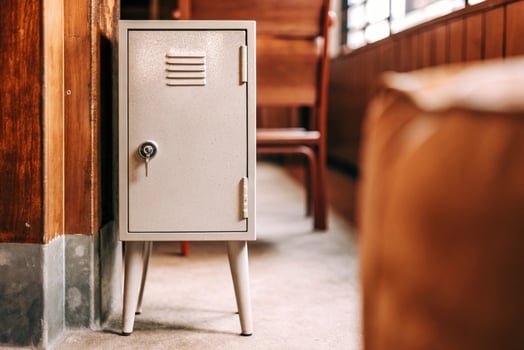 Metal Bank Locker with Combination Lock Security Storage photo