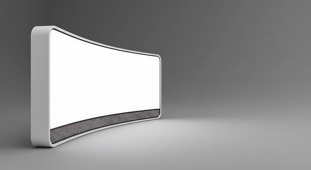 Curved Display on Gray Background Showcasing Modern Design and Blank Screen photo