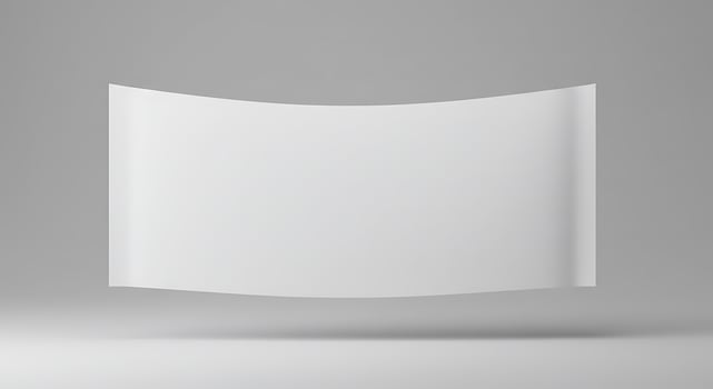 Blank White Curved Banner Floating on Gray Backdrop for Message Display photo