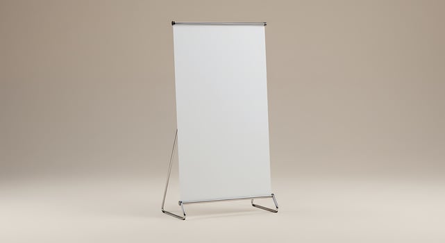 Presentation Board on Stand with White Paper in Studio Setting photo