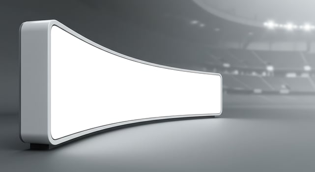 Blank Curved Billboard Mockup Display in Stadium Background for Advertising photo