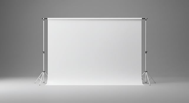 Studio Backdrop with White Screen and Gray Background Ready for Photography photo