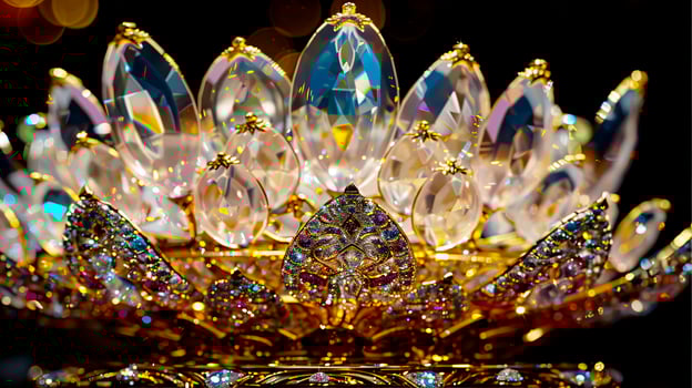 A large golden crown with many diamonds photo