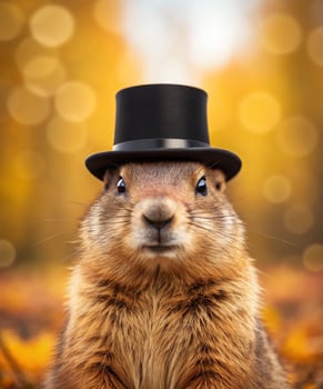 Cute Groundhog wearing a top hat photo