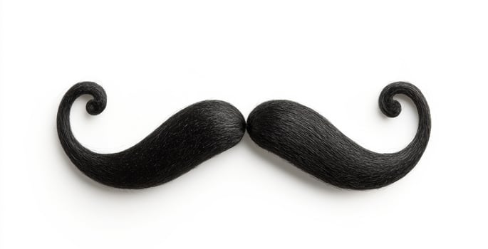 Creative black mustaches arranged artistically on a white background photo