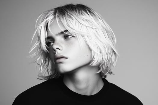 A young woman with blonde hair and a black shirt photo