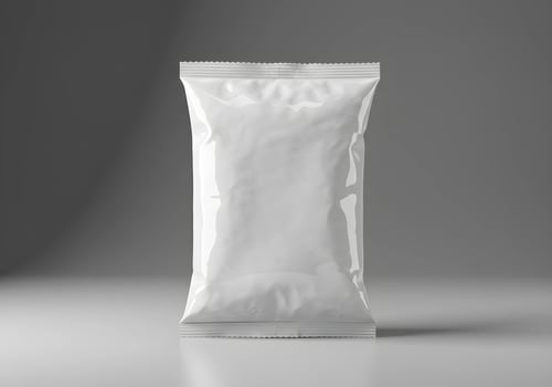 Blank White Plastic Food Packaging Mockup for Snack or Chips photo