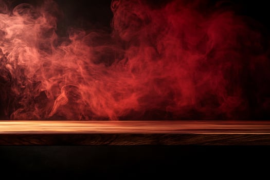 Wooden Surface with Red Smoke Background photo
