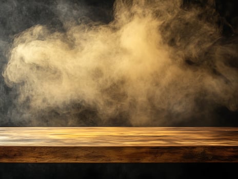 Wooden Table and Hazy Smoke Background photo
