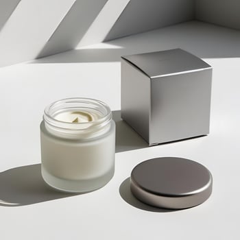 Sleek 3D Skincare Packaging Blank Mockup with Box for Cosmetic Presentation photo