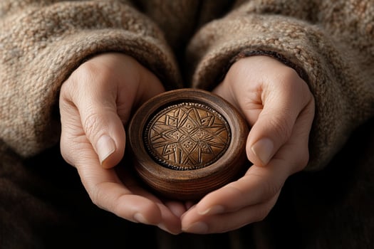 A person holding a wooden box with a star on it photo