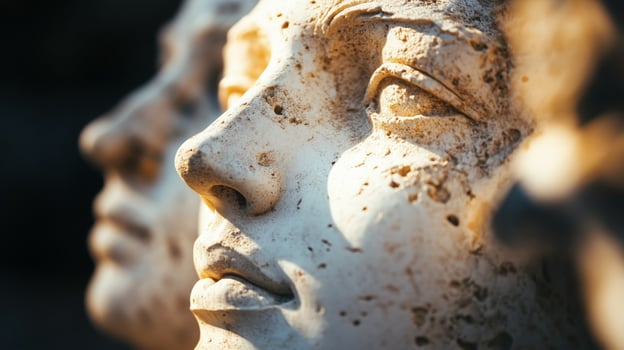A close up of a statue of a woman's face photo