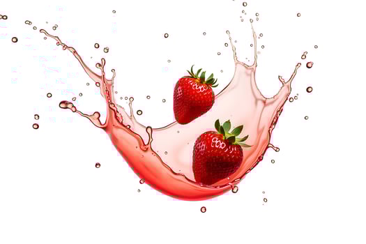 Strawberries dance in vibrant juice splash isolated shot photo