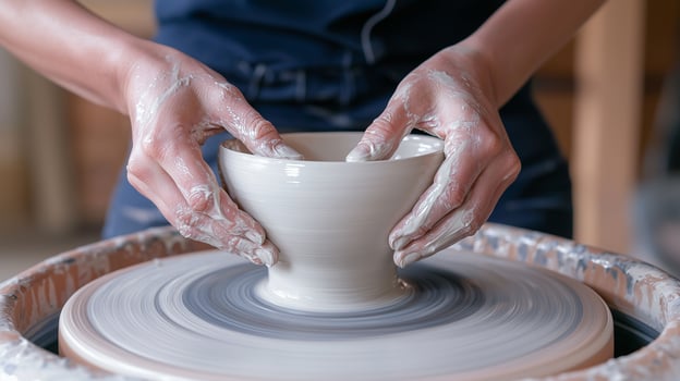 Close-up of Artisanal Pottery Creation photo
