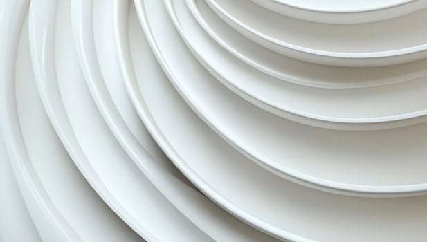 Abstract layered circles in white. A smooth, minimalist design featuring concentric, overlapping, curved shapes photo