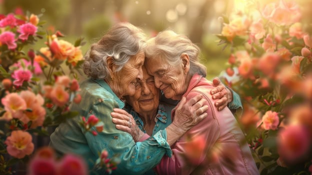 The elderly women hugging photo