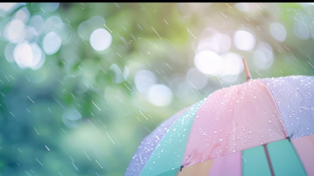 The colorful umbrella in rain photo