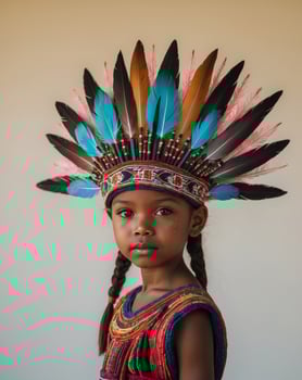 A young girl wearing a colorful headdress photo