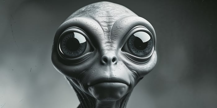 A creepy looking alien with a big nose and eyes photo
