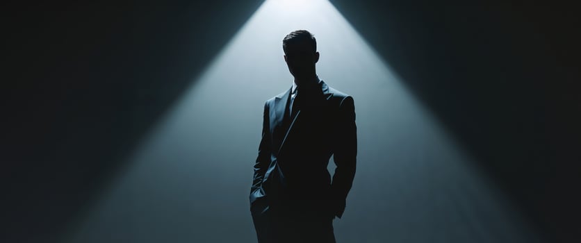 Silhouette in Spotlight with Dramatic Lighting Effects. photo