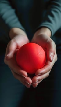 Stress Management for Heart Health. Symbolic Red Stress Ball in Hands photo