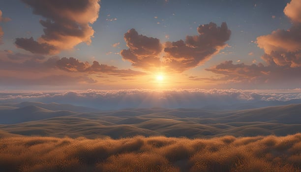 Tranquil Landscape Sunset Horizon Peaceful Meadow photo
