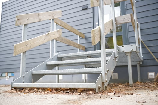 Accessible Metal Ramp with Wooden Railings photo