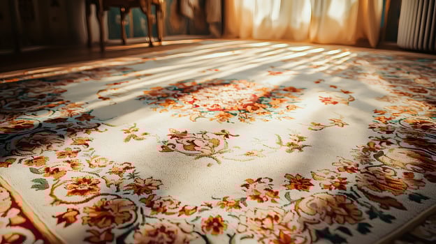 Elegant Floral Rug Sunlit Vintage Carpet Cream Orange Design Home Decor photo