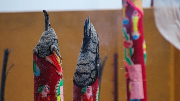 Big incense at Chinese Temple in Chinese New Year Festival. Colorful incense sticks in a Chinese Temple photo