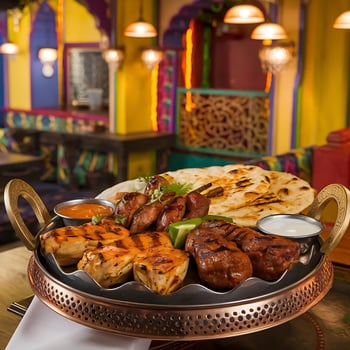 A plate of food on a table in a restaurant photo