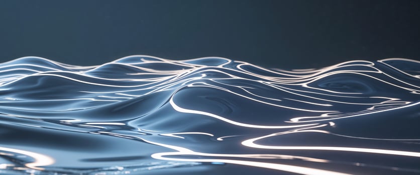 Abstract rippled light reflections on a dark surface. photo