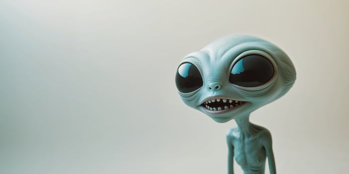 An alien with big eyes and a big mouth photo