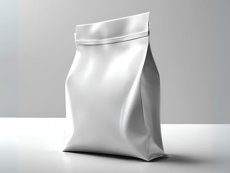 White Foil Pouch with Sealed Edges and Zip Closure for Food or Cosmetic Packaging photo