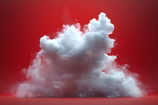 Dramatic Cloud Formation Against Vibrant Red Background for Modern Art Display photo