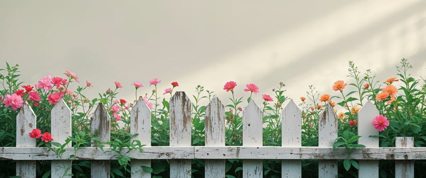 Garden Fence with Beautiful Flower Accents. photo