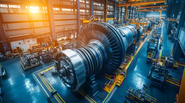 Large turbine manufacturing in modern industrial factory photo