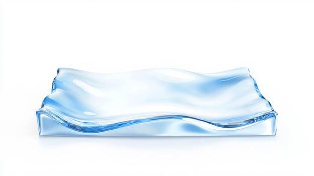 Elegant empty wave shaped glass tray on white background for modern decor photo
