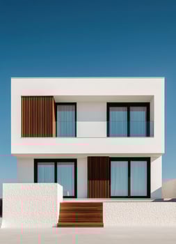 Modern Architectural House Design Urban Environment Photo with Background and Copyspace