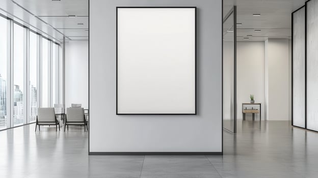 Modern Art Display in Contemporary Gallery with Background Copyspace for Design Inspiration photo
