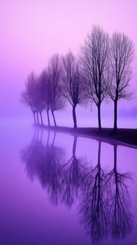 Misty evening by the calm lake photo