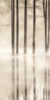 Misty morning, trees in water photo
