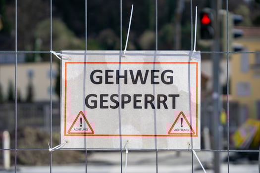 View of a road sign indicating a closed pedestrian road for people photo