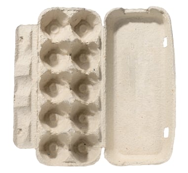 White recycled egg carton box on isolated background, storage photo