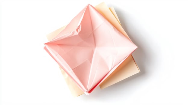 Realistic folded sticky note in pastel pink for office and stationery design photo