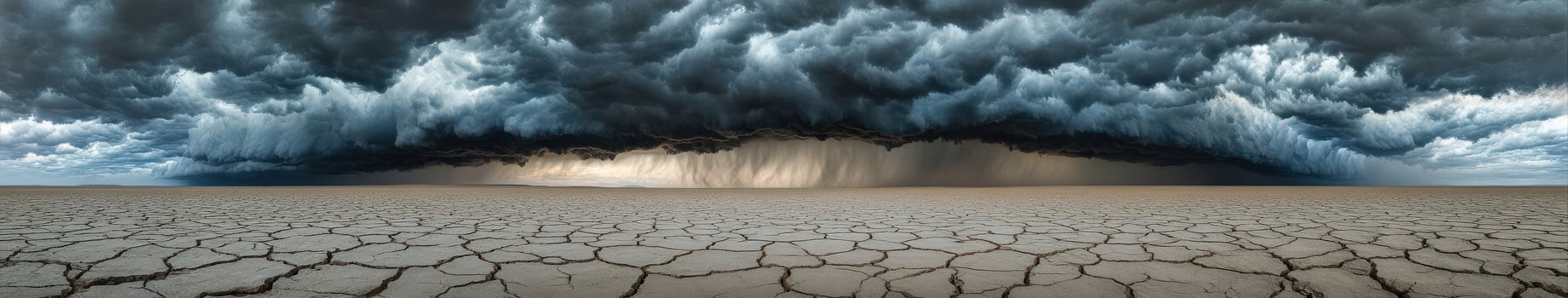 Tense clouds over cracked land photo