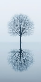 Lonely tree with reflection in calm water photo
