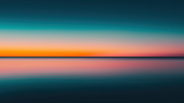 Serene Sunset Over Calm Ocean Water Peaceful Colorful Sky Horizon photo
