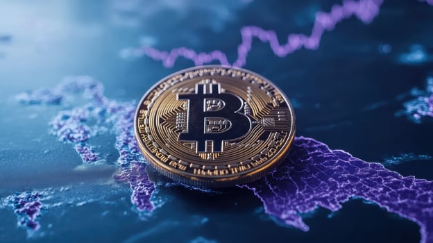 digital currency coin representing blockchain technology, symbolizing modern finance and photo